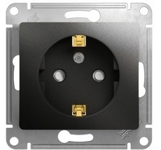 Розетка встраиваемая с заземлением и шторками (антрацит) Systeme Electric GSL000745