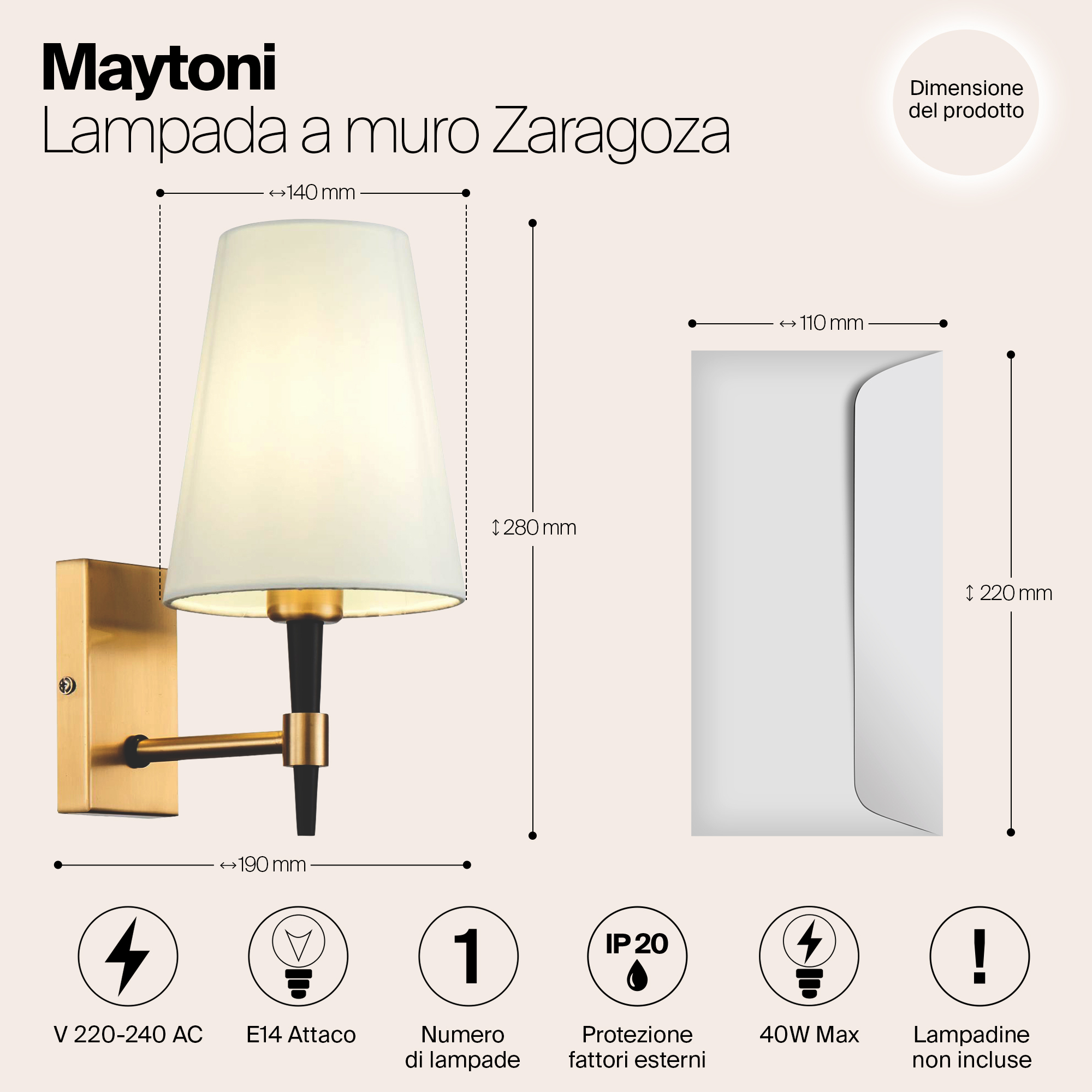 Бра Maytoni Zaragoza H001WL-01BS_MY