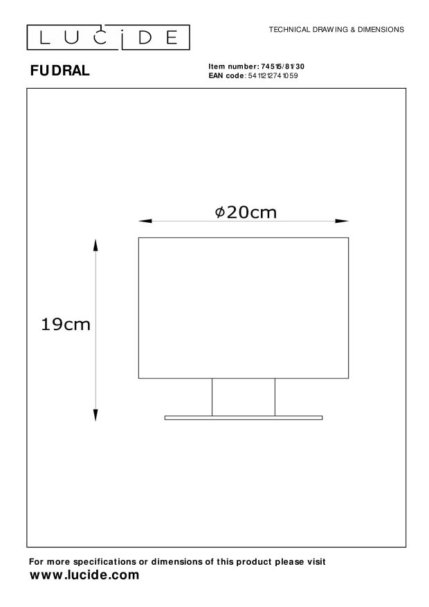 Настольная лампа Lucide FUDRAL 74515/81/30