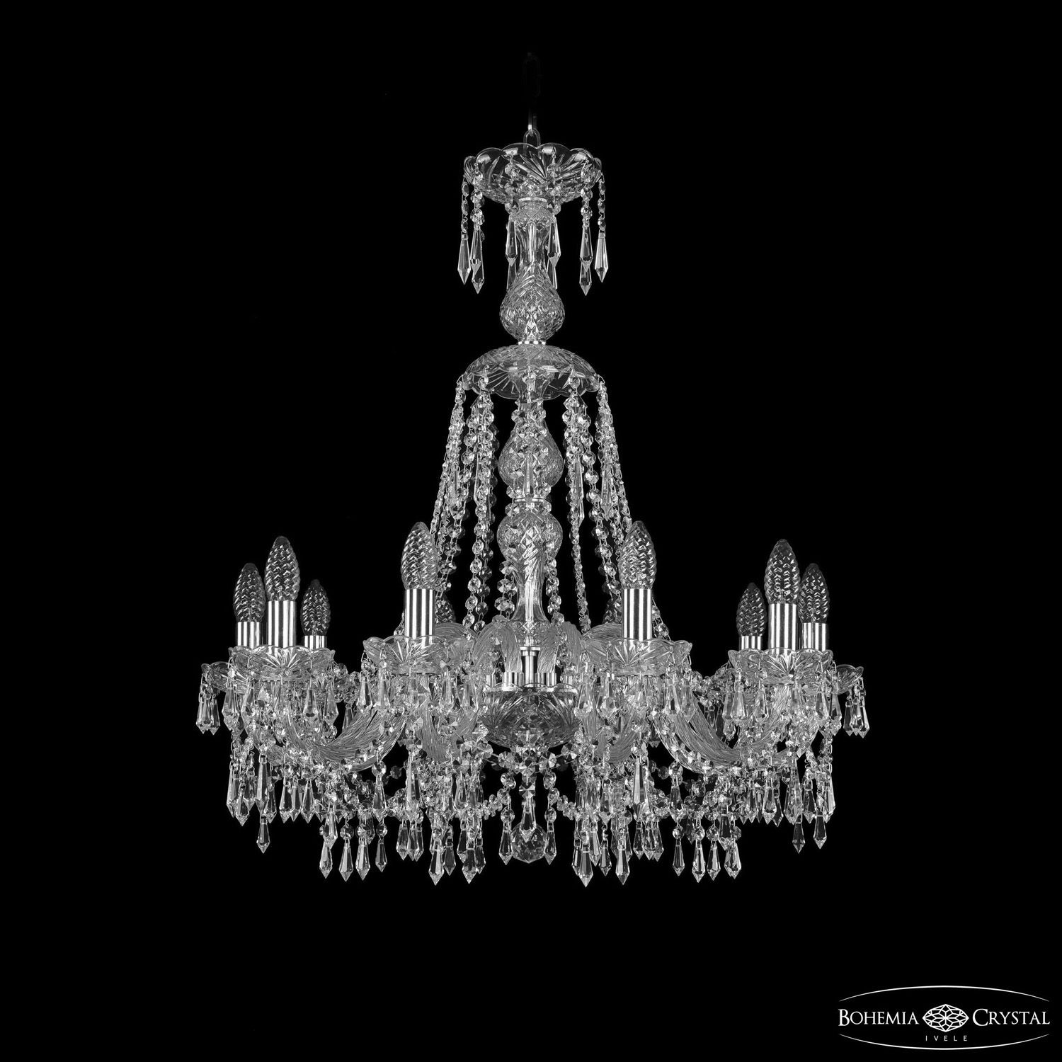 Хрустальная люстра Bohemia Ivele Crystal 1403/10/240/XL-75 Ni_BI