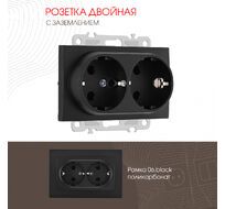 Розетка двойная с заземлением 16A 250V Arte Milano 206.40-2.black