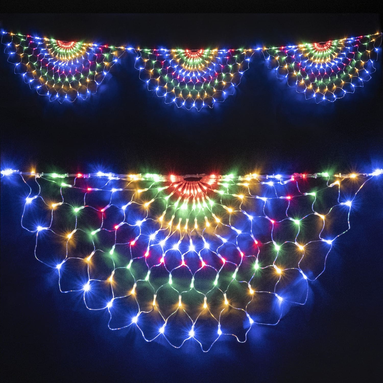 

Светодиодная Сеть Радужная 3 x 0,5 м Разноцветная, 384 LED, Провод Прозрачный Силикон, IP65 17-030, 17-030