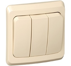 Выключатель встраиваемый трехклавишный (кремовый) Systeme Electric BC10-003K