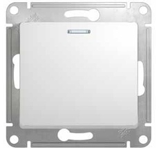 Выключатель встраиваемый одноклавишный с подсветкой (белый) Systeme Electric GSL000113