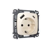 Розетка Ambrella Volt OMEGA 2USB A+C 20W быстрая зарядка с заземлением и шторками 2P+E 16A-250V QUANT MO310010_AMB