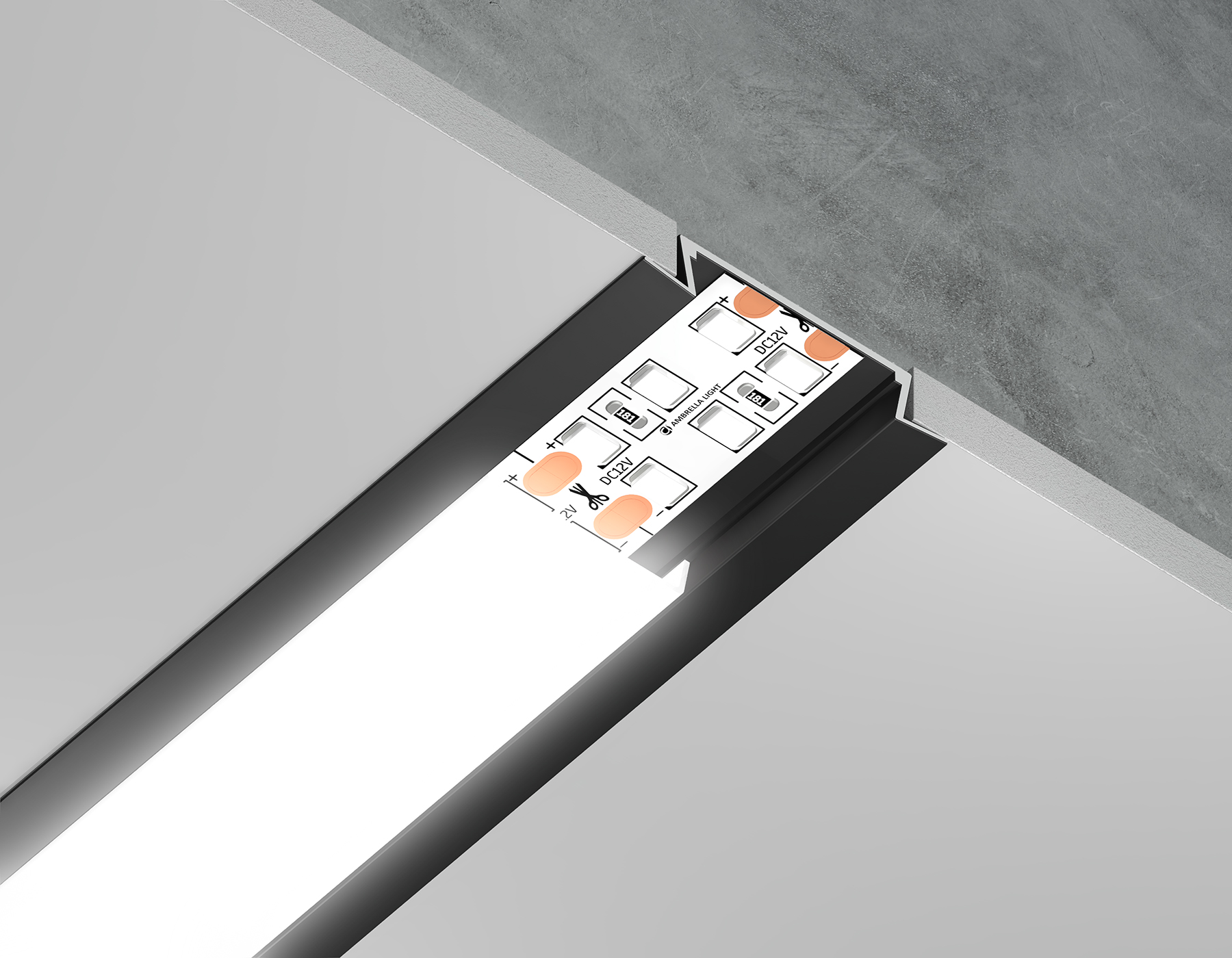 Алюминиевый профиль встраиваемый для ленты до 19,8мм Ambrella Light ILLUMINATION GP1100BK_AMB