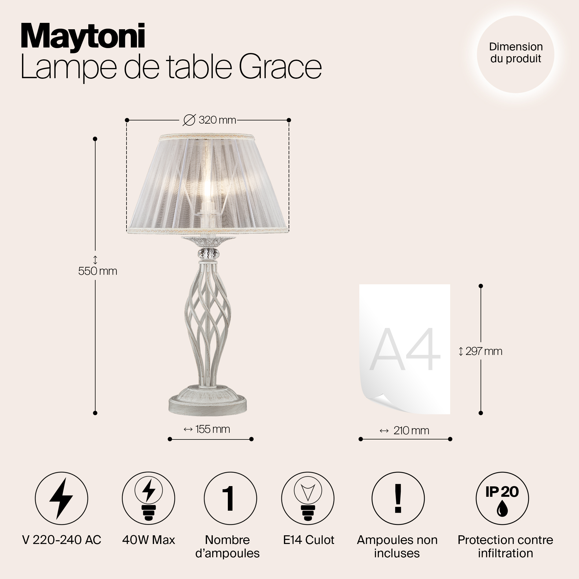 Настольная лампа Maytoni Elegant ARM247-00-G_MY