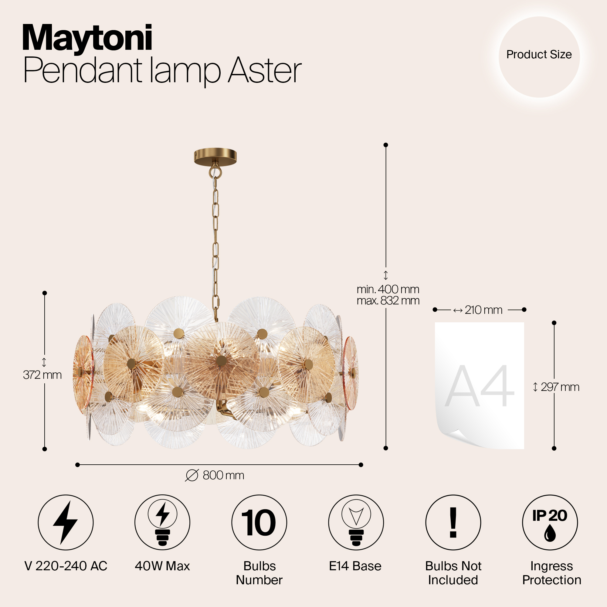 Подвесная люстра Maytoni Aster MOD007PL-10G_MY