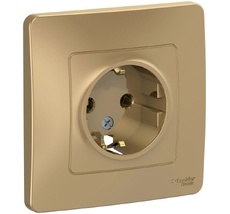Розетка встраиваемая с заземлением (титан) Systeme Electric BLNRS001014