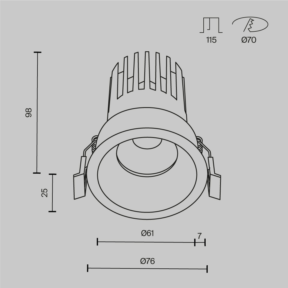 Встраиваемый светильник Maytoni Dip DL117-15W-2.7K-B_MY