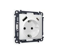 Розетка Ambrella Volt ALFA 2USB A+C 20W быстрая зарядка с заземлением со шторками 2P+E 16A-250V QUANT MA130010_AMB