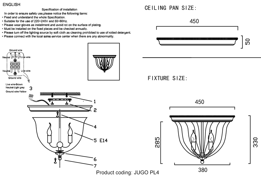 Потолочный светильник Crystallux JUGO JUGO PL4 BRONZE/TRANSPARENTE_CR