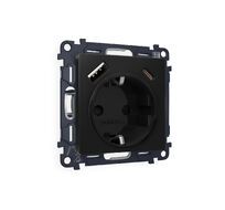 Розетка Ambrella Volt ALFA 2USB A+C 20W быстрая зарядка с заземлением и шторками 2P+E 16A-250V QUANT MA810010_AMB