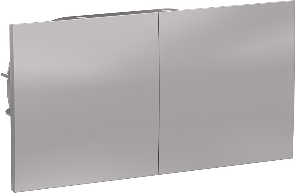 Розетка встраиваемая двойная с заземлением, шторками и крышкой (алюминий) Systeme Electric ATN000328