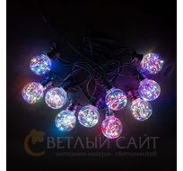 Светодиодная Гирлянда Роса 5м Разноцветная 24В, 10 LED, Провод Черный ПВХ, IP54 BLL10R-11-1RGB