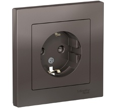Розетка встраиваемая с заземлением (мокко) Systeme Electric ATN000644