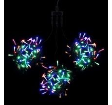 Комплект 3 Разноцветных Нити по 20м, 600 LED, Провод Черный ПВХ, IP54 KDD600-11-1M