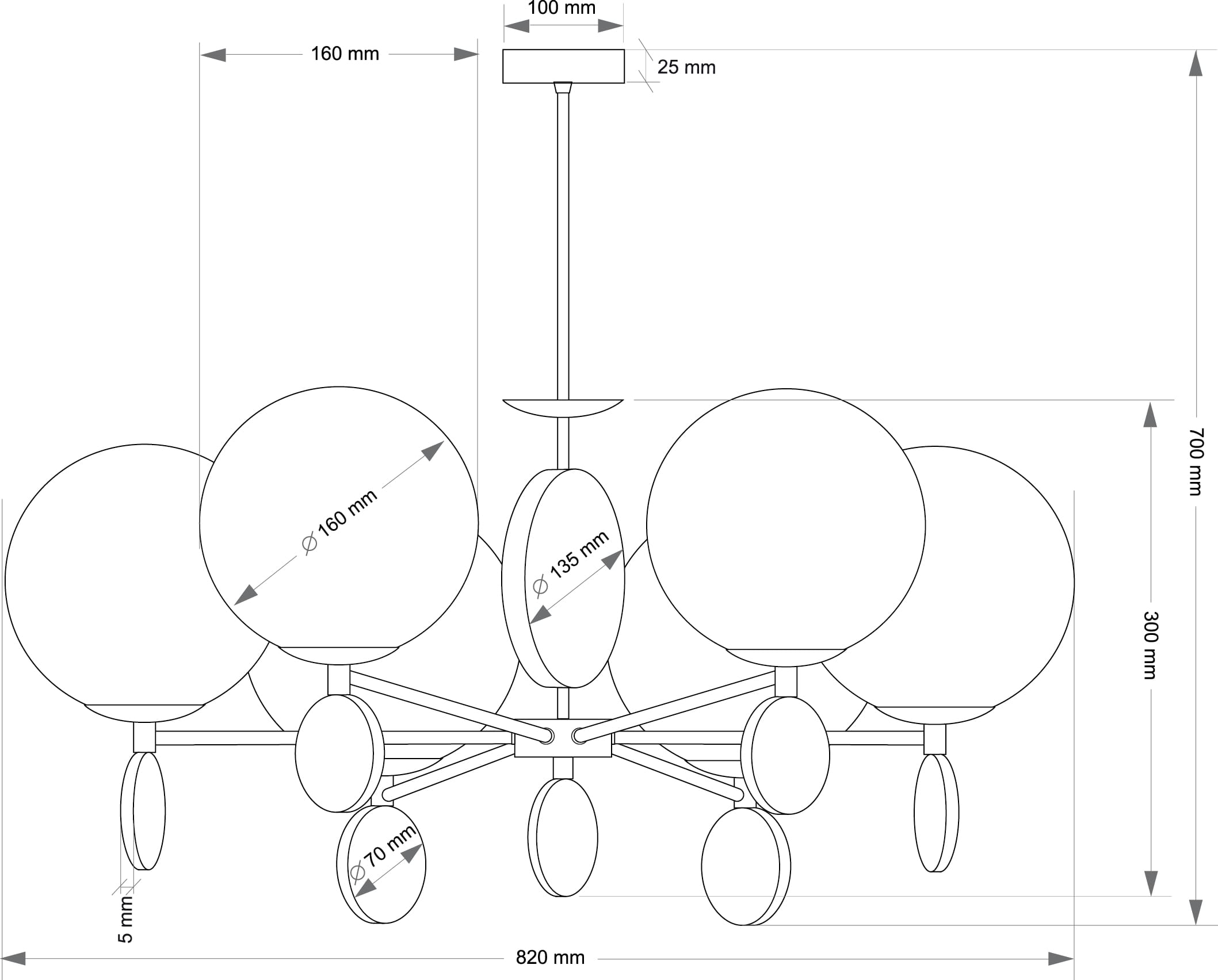 Подвесная люстра Kutek DIMARO DIM-ZW-6(P)
