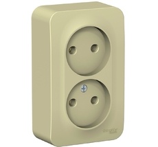 Розетка накладная двойная без заземления (бежевый) Systeme Electric BLNRA000217