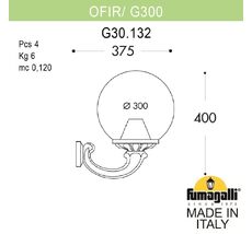 Уличный настенный светильник FUMAGALLI OFIR G30.132.000.BXF1R