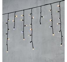 Гирлянда Бахрома 3,1 x 0,5 м Тепло-Белая с Мерцанием Белого Диода 220В, 120 LED, Провод Черный Каучук, IP65 LL120BLW-1-2WW