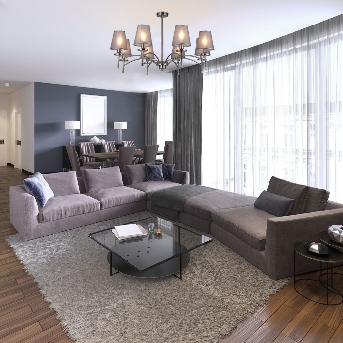 Потолочная люстра на штанге 694/8PL E14*40W Nickel Escada 694/8PL Nickel_ESC