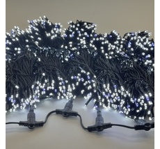 Комплект 5 белых Нитей по 20м с мерцанием белого Диода, 1000 LED, Провод черный Каучук 2,3мм, IP54 LTC ECO1000BLW-11-1W