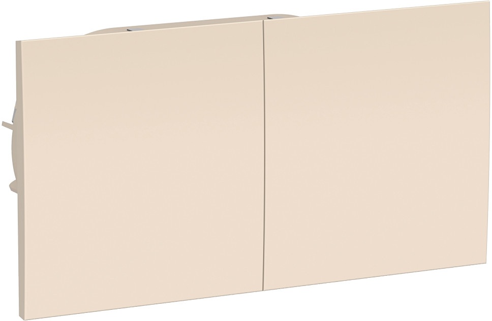 Розетка встраиваемая двойная с заземлением, шторками и крышкой (бежевый) Systeme Electric ATN000228