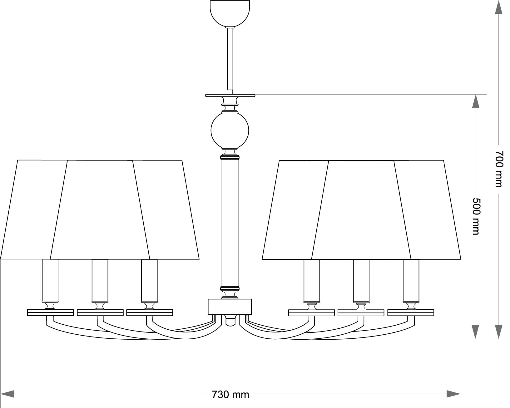Подвесная люстра Kutek ROSSANO ROS-ZW-6(BN/A)