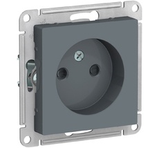 Розетка встраиваемая без заземления со шторками (грифель) Systeme Electric ATN000749