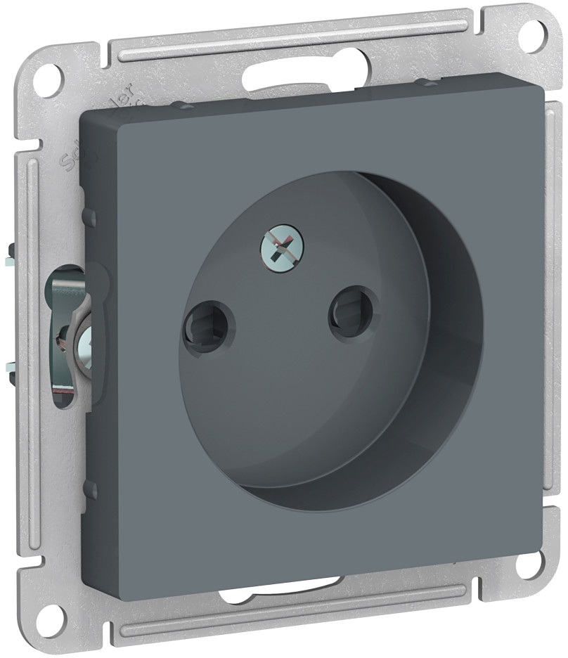 Розетка встраиваемая без заземления со шторками (грифель) Systeme Electric ATN000749