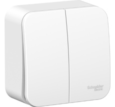 Выключатель накладной двухклавишный (белый) Systeme Electric BLNVA105021