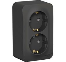 Розетка накладная двойная с заземлением (антрацит) Systeme Electric BLNRA010206