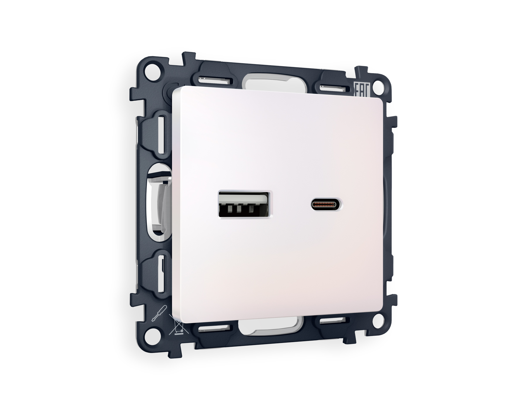 Розетка MA211010 2USB A+C 20W быстрая зарядка QUANT MA211010_AMB