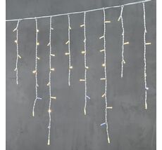 Гирлянда Бахрома 3,2 x 0,9 м Тепло-Белая с Мерцанием Белого Диода 220В, 168 LED, Провод Белый Каучук, IP65 LL168BLW-8-2WW