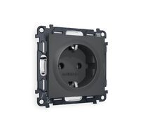 Розетка Ambrella Volt ALFA мягкое касание с заземлением на винтовых зажимах 2P+E 16A-250V QUANT MA906010_AMB