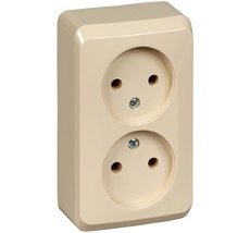 Розетка накладная двойная без заземления (кремовый) Systeme Electric PA16-005K
