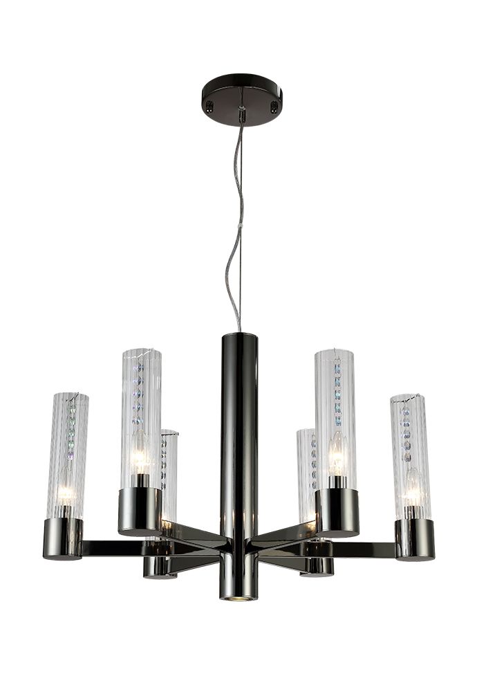 Подвесная люстра Crystallux OTONO OTONO SP6+1 BLACK CHROMIUM/TRANSPARENTE_CR