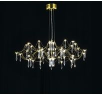 Подвесная люстра светодиодная с пультом и хрустальными подвесками Asfour MyFar MR2663-60P-76AP