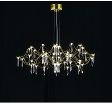 Подвесная люстра светодиодная с пультом и хрустальными подвесками Asfour MyFar MR2663-60P-76AP