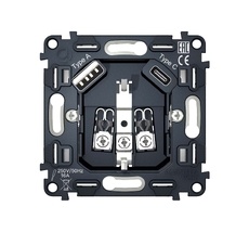 Розетка 2USB A+C 20W быстрая зарядка с заземлением на винтовых зажимах 16A 250V Ambrella Volt QUANT VM160_AMB