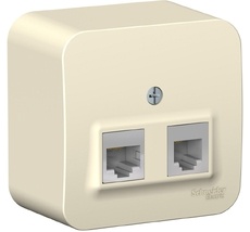 Розетка накладная телефонная RJ-11 + Ethernet RJ-45 (молочный) Systeme Electric BLNIA045112