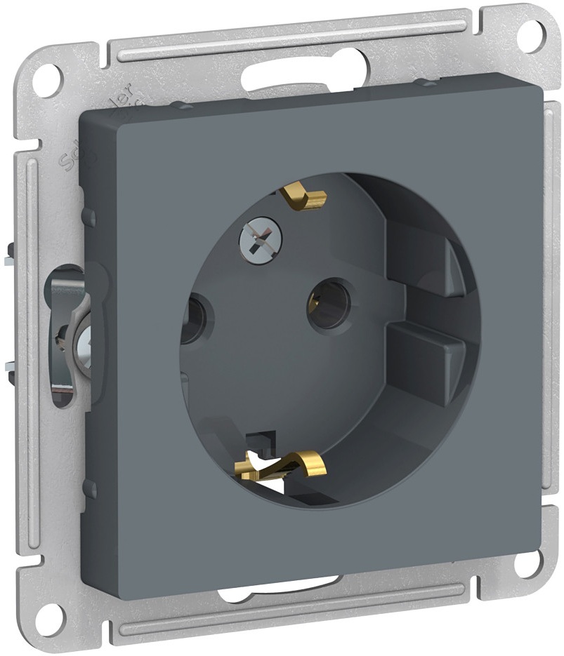 Розетка встраиваемая с заземлением (грифель) Systeme Electric ATN000743