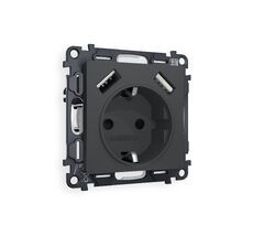 Розетка Ambrella Volt ALFA мягкое касание 2USB A+A 18W быстрая зарядка с заземлением и шторками 2P+E 16A-250V QUANT MA909010_AMB