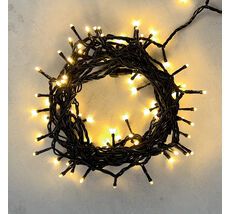 Гирлянда Нить 10м Тепло-Белая 24В, 100 LED, Провод Черный ПВХ, IP54 PST100-11-1WW