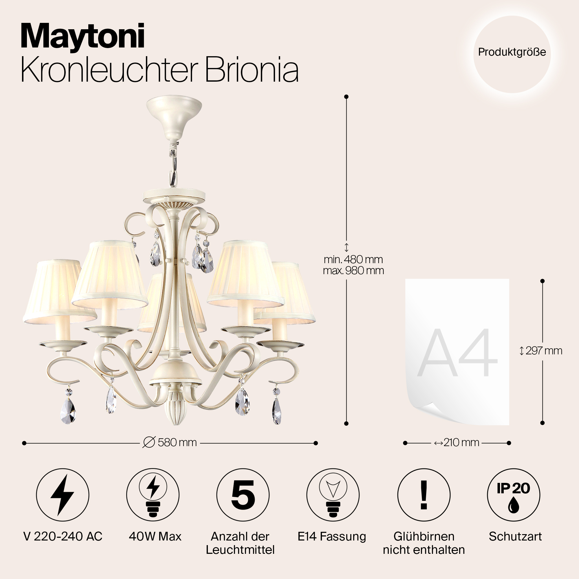 Подвесная люстра Maytoni ARM172-05-G_MY