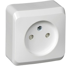 Розетка накладная без заземления со шторками (белый) Systeme Electric PA16-002B