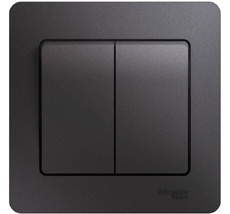 Выключатель встраиваемый двухклавишный (графит) Systeme Electric GSL001352