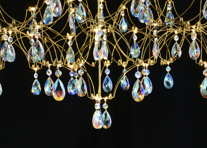 Подвесная люстра светодиодная с пультом и хрустальными подвесками K9 MyFar MR2653-57P-50CD