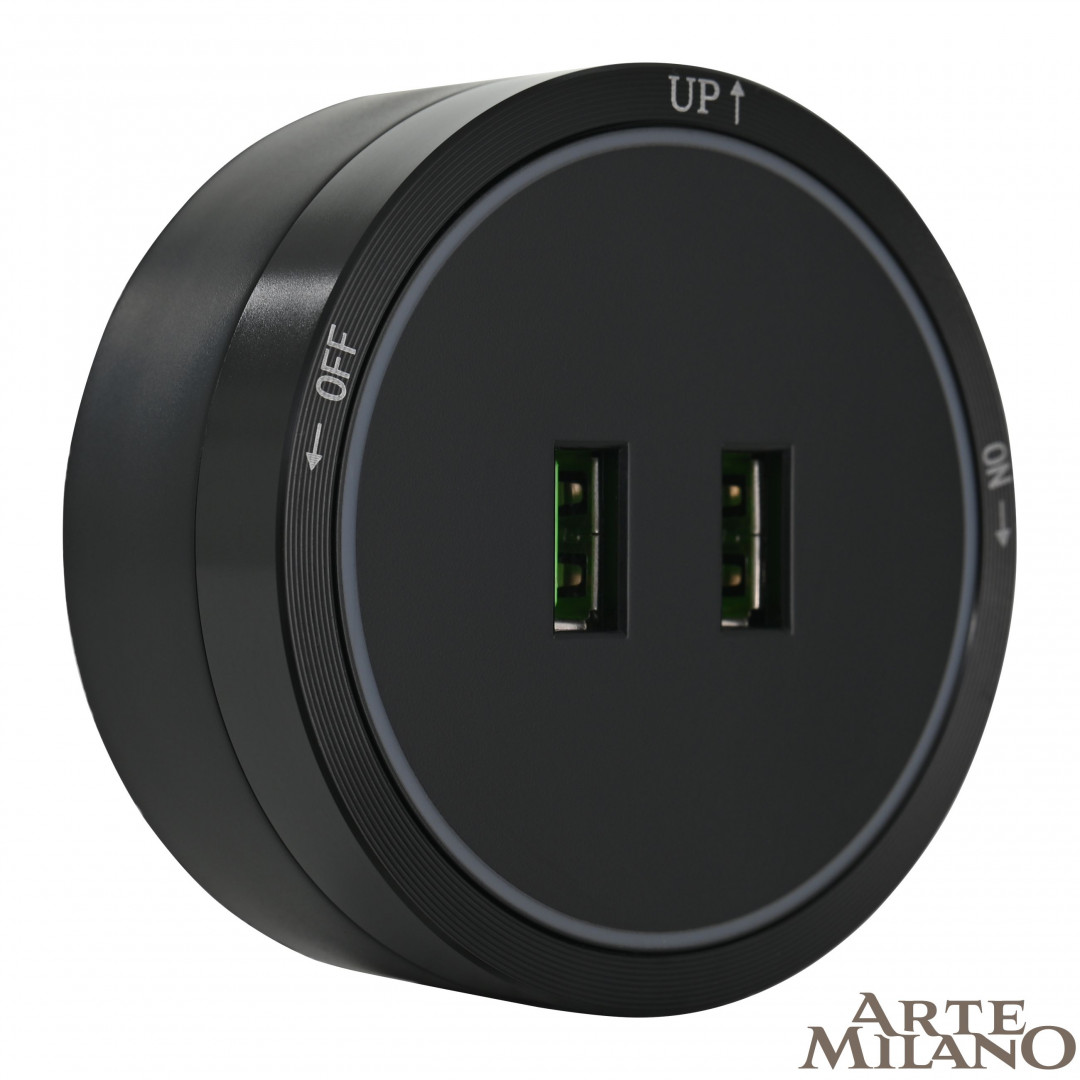 Трековая розетка Arte Milano track-sockets 380066TS LED/USBx2 Black